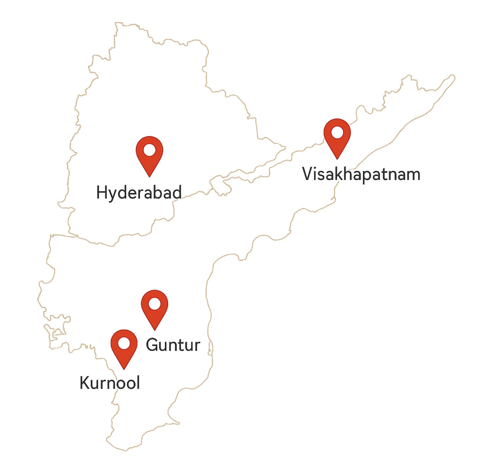 Map of AP and Telangana